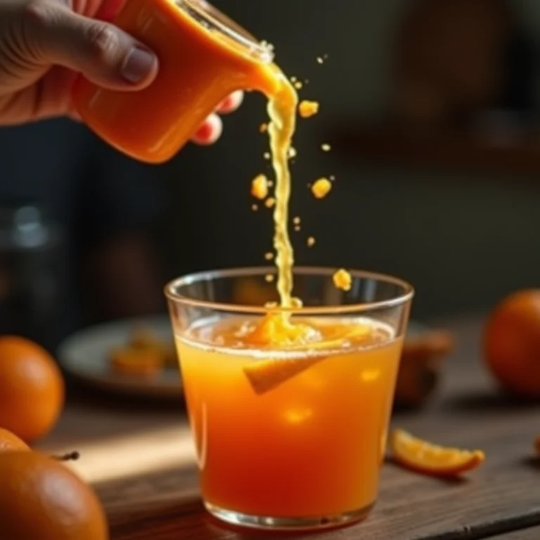 Mão servindo chá de casca de laranja.