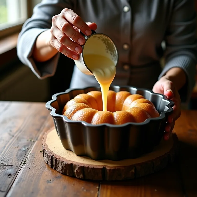 Mãos de uma senhora preparando a massa do bolo de fubá