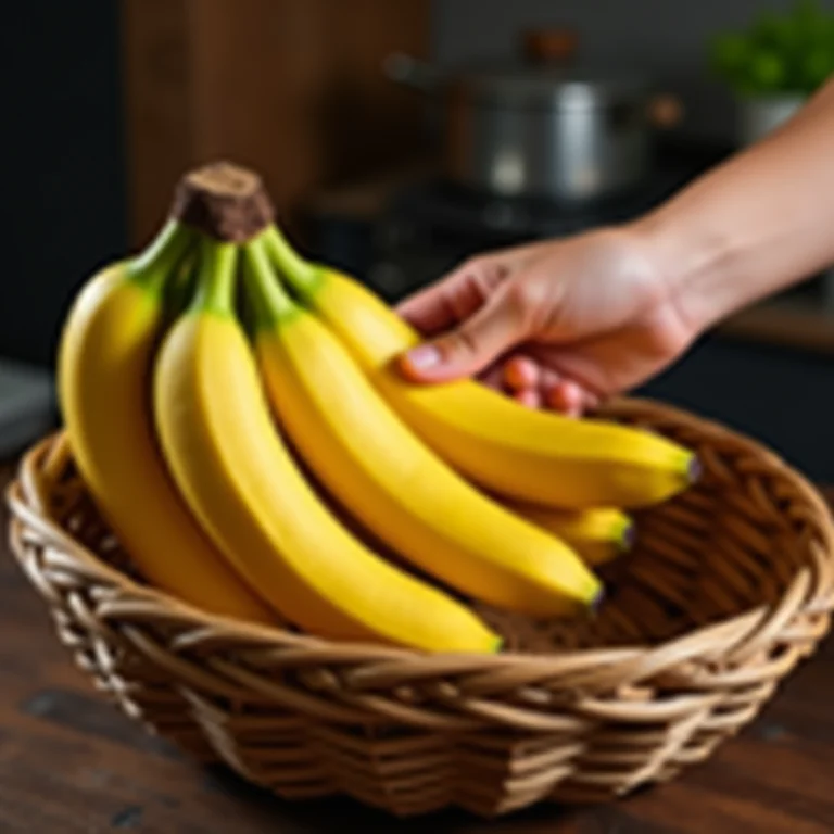 Mãos escolhendo bananas maduras para o pudim.
