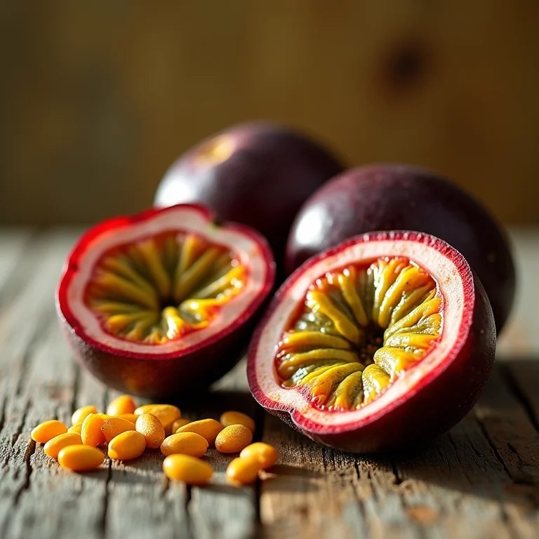 Maracujás frescos e suculentos.