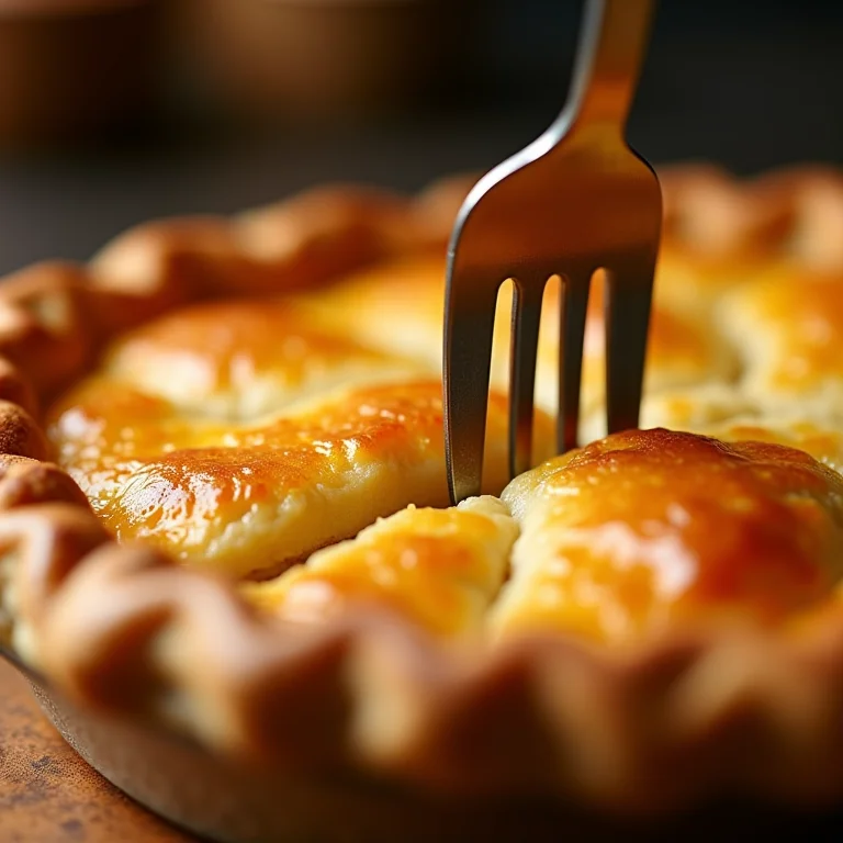 Massa crocante da torta sendo testada com garfo