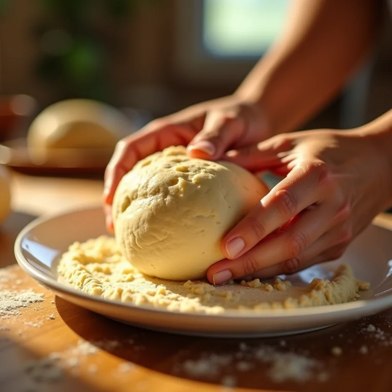 Massa de pão de queijo sendo amassada