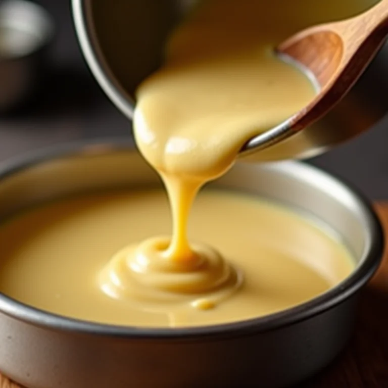 Massa lisa e homogênea do pudim de banana.