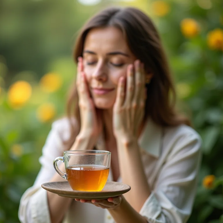 Massagem nas têmporas com chá de capim-cidreira