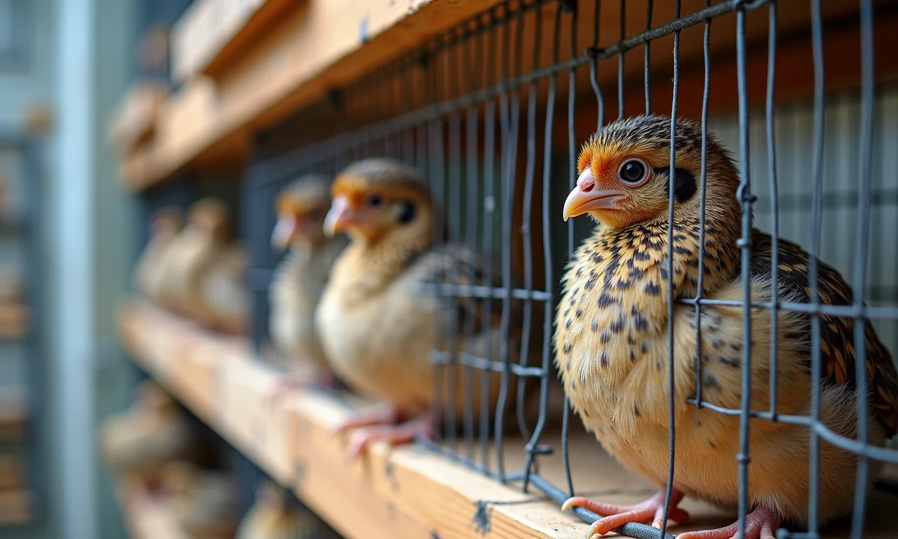 Materiais indicados para gaiolas de codornas: aço galvanizado, madeira e tela.
