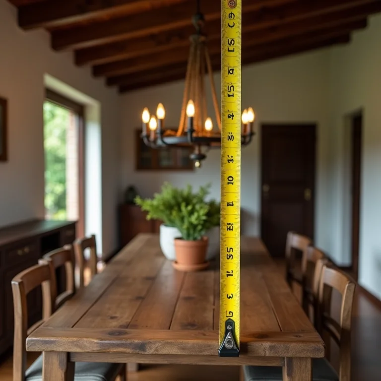 Medindo o tamanho ideal para um lustre rústico