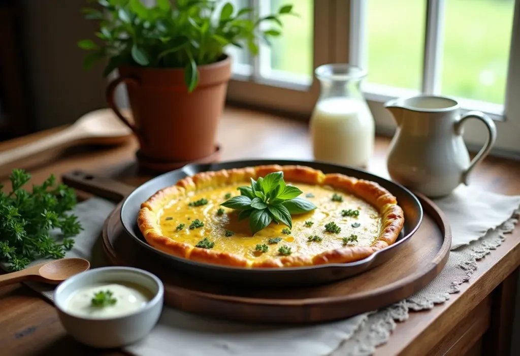 Mesa farta com frittata caseira