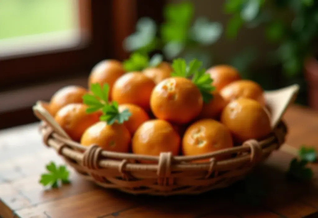 Pão de Queijo com Carne Seca: O segredo para um recheio perfeito Mesa rústica com pães de queijo recheados com carne seca, prontos para servir.