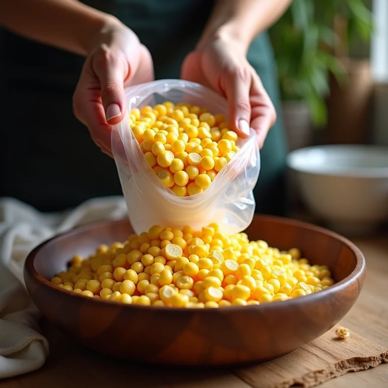 Milho congelado sendo usado para fazer pamonha.