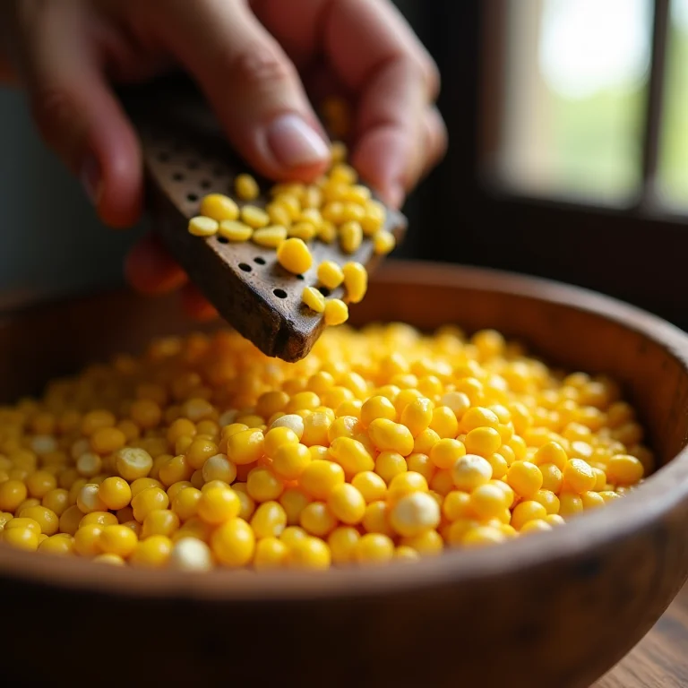 Milho sendo ralado para a pamonha