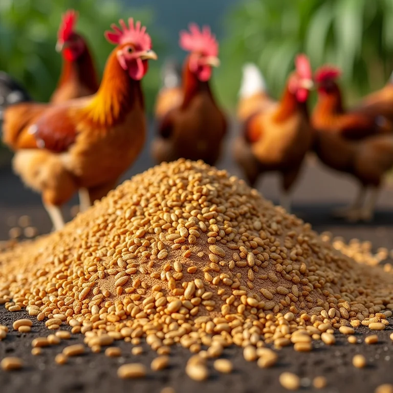 Mistura balanceada de ração para galinhas