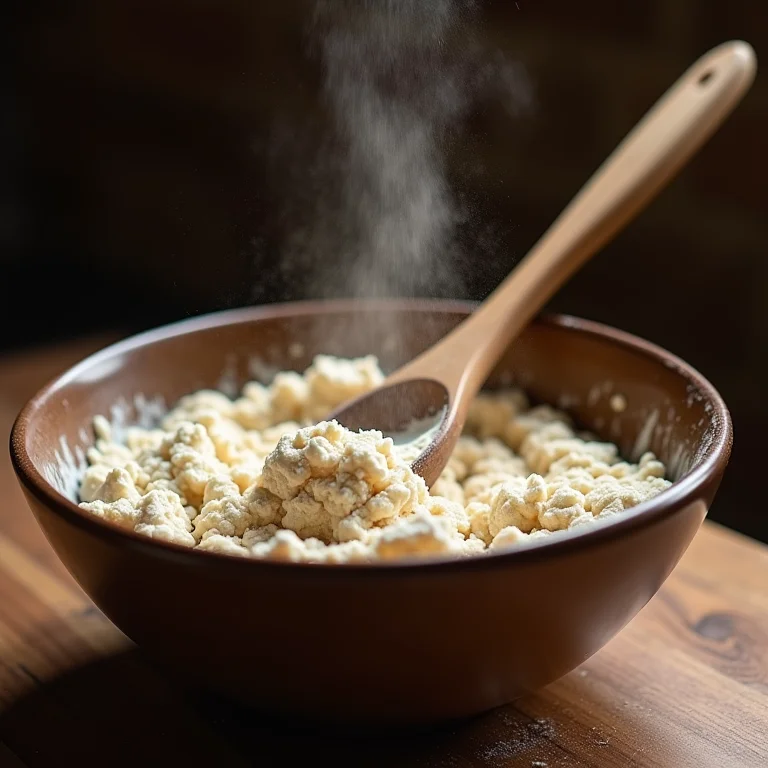 Mistura delicada dos ingredientes do bolo em uma tigela.
