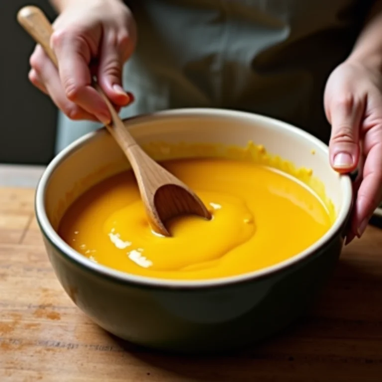 Misturando a massa do bolo de maracujá