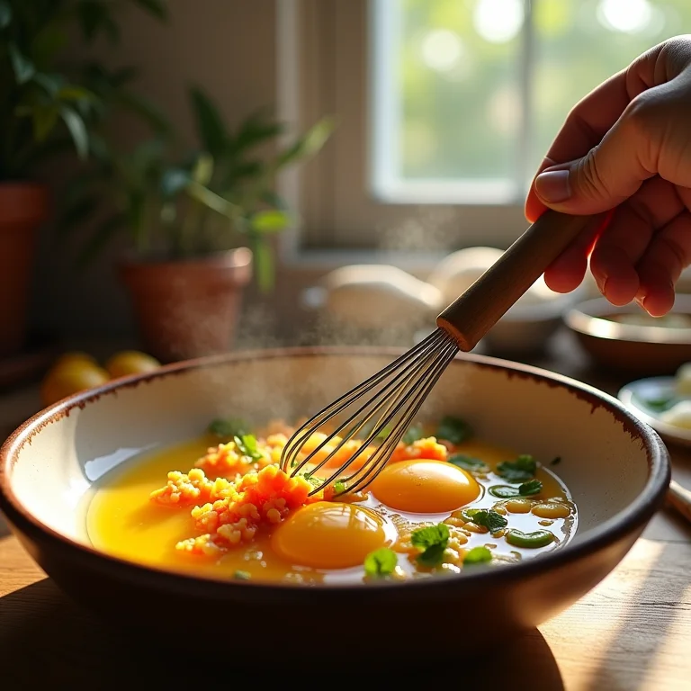 Misturando os ingredientes da frittata