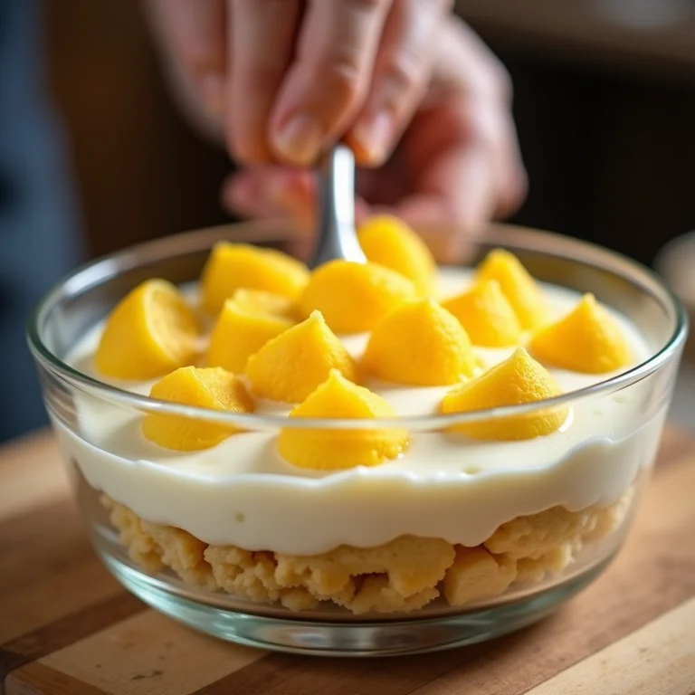 Montagem do pavê de limão em camadas