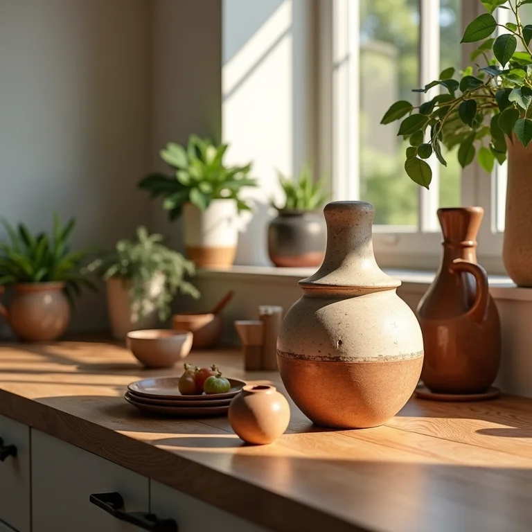 Moringas e filtros de água de cerâmica rústica