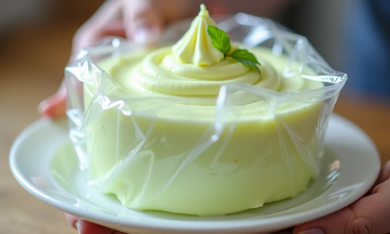Mousse de limão sendo preparada para congelar.