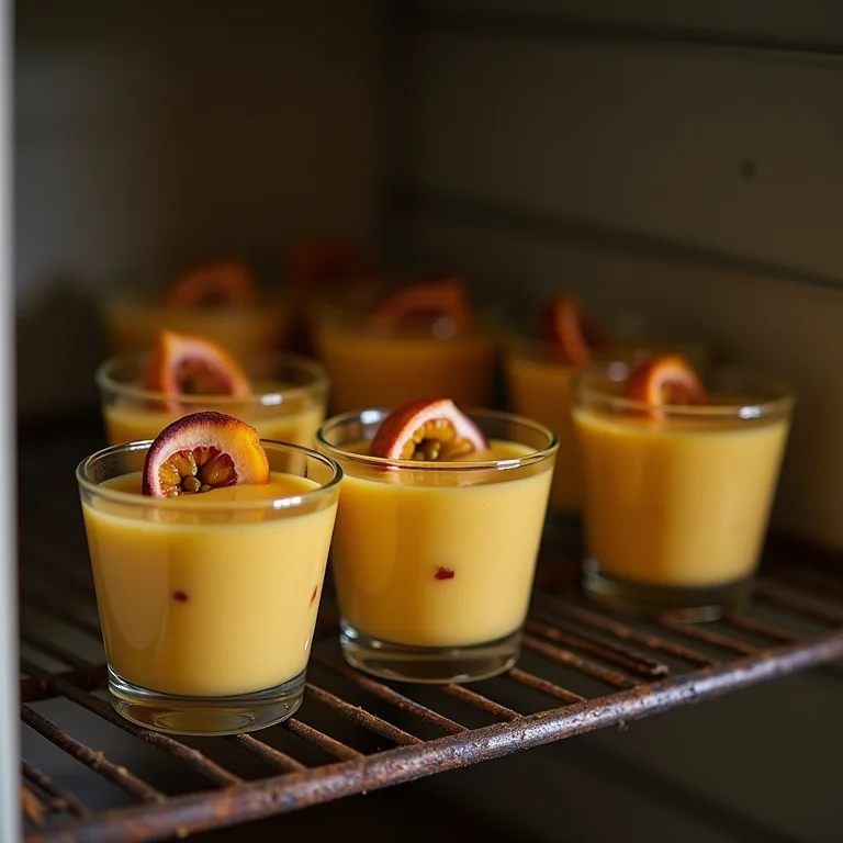 Mousses de maracujá refrigerando.