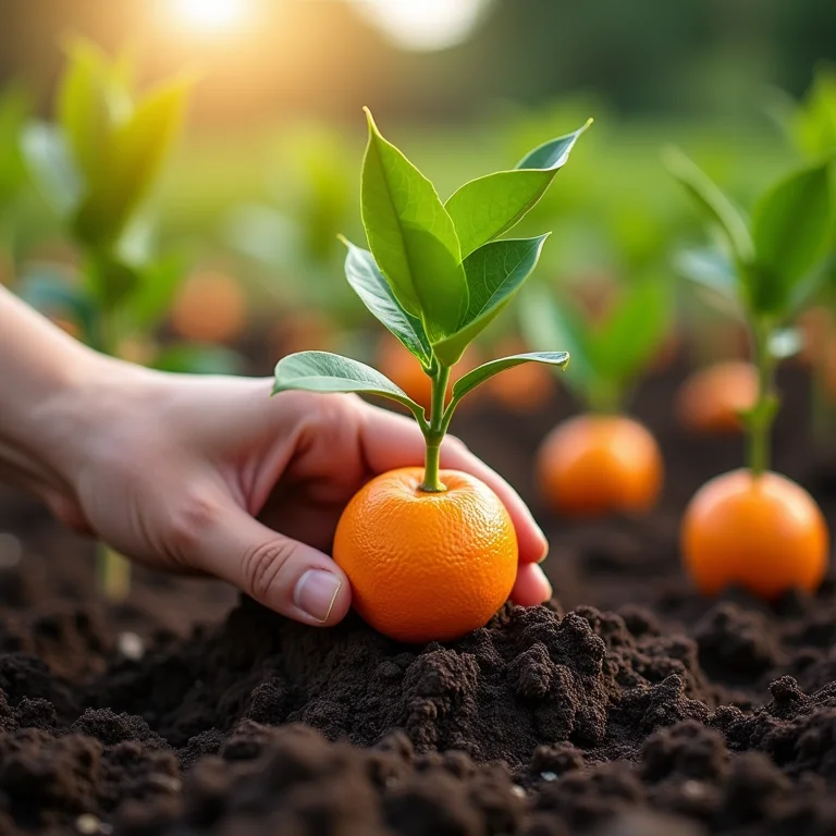 Muda de tangerina ponkan sendo escolhida em viveiro.