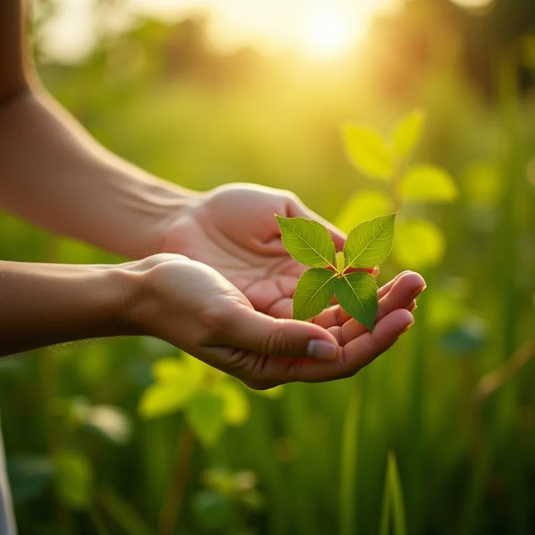 Mulher segurando Cipó-Mil-Homens, foco na saúde feminina