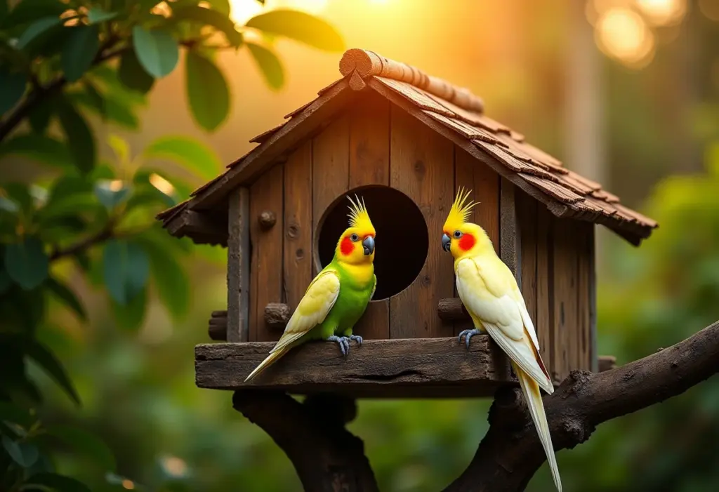 Ninho para calopsita em ambiente rural brasileiro