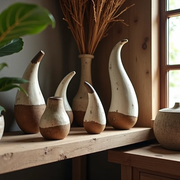 Objetos decorativos artesanais feitos com chifre de boi