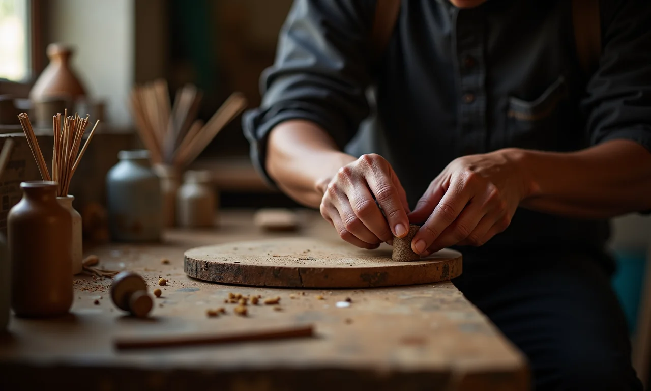 Oficina de artesão em Minas Gerais, mostrando artesanato autêntico e o processo criativo.