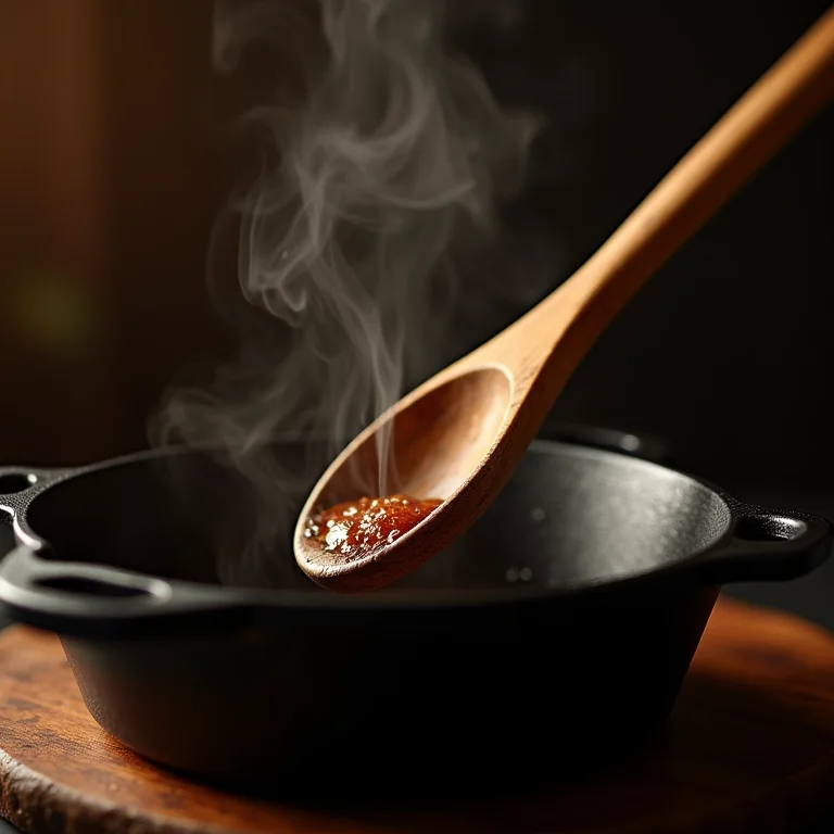 Panela de ferro com angu que não grudou no fundo.