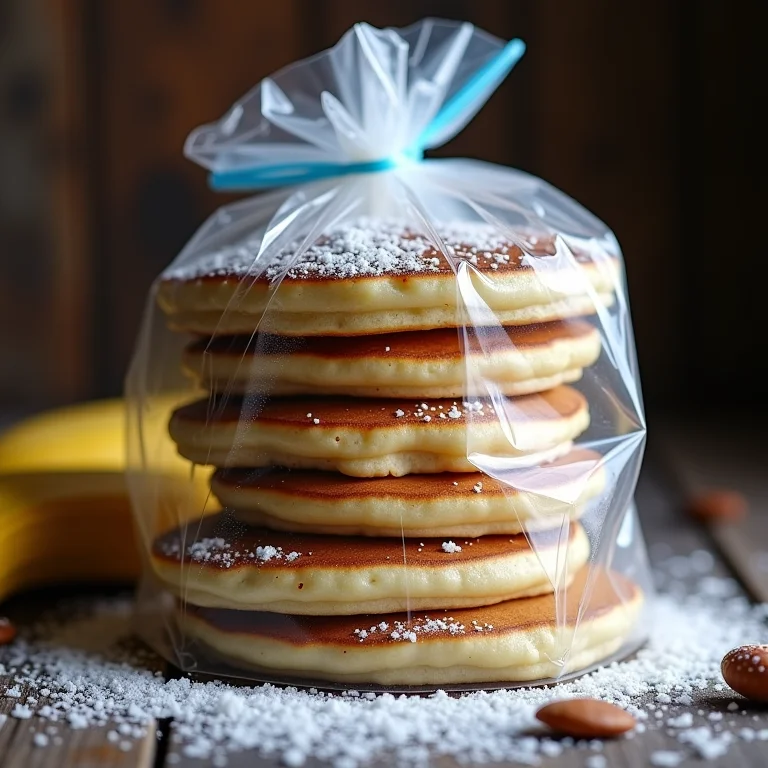 Panquecas de banana congeladas para uso posterior