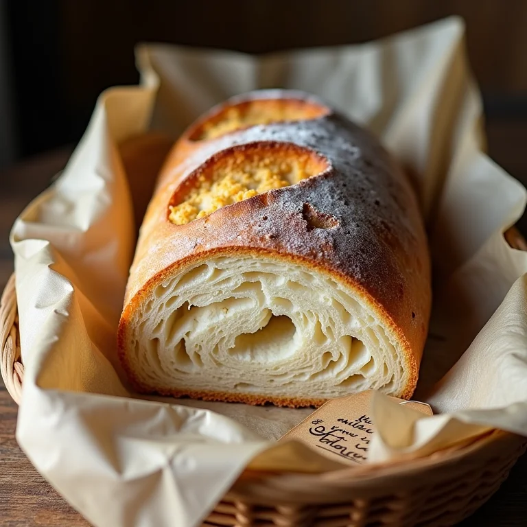Pão italiano recheado sendo congelado