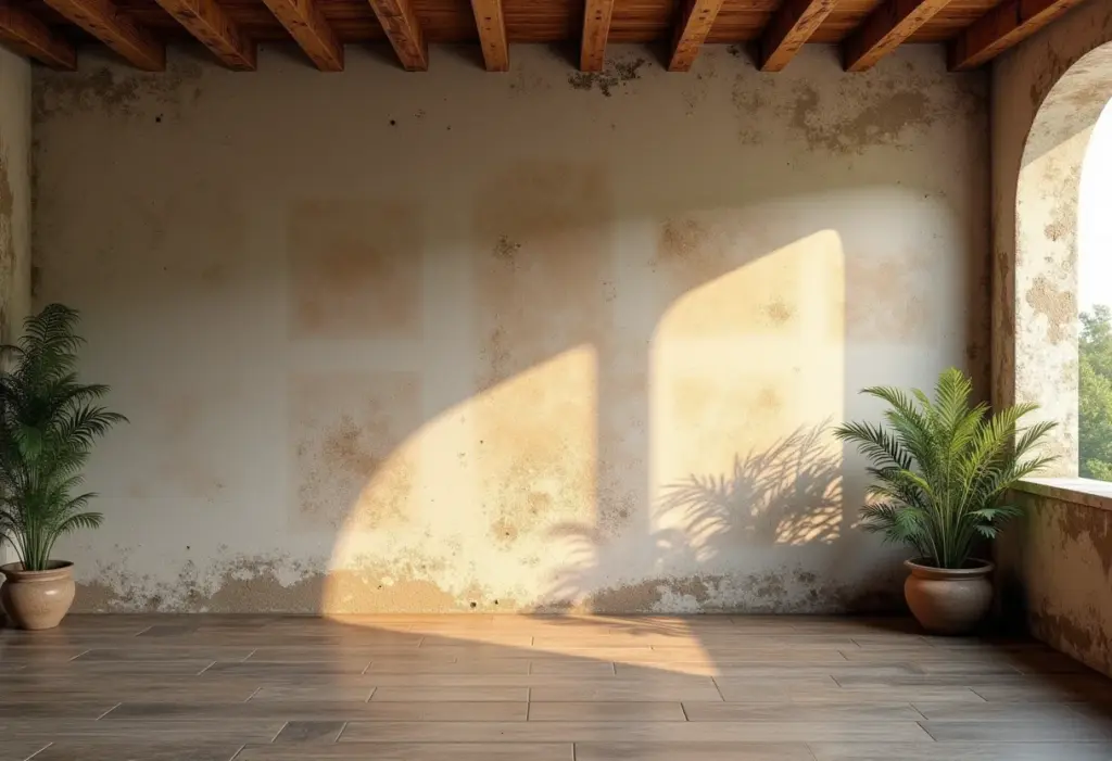 Parede com textura rústica em estilo de casa de campo brasileira