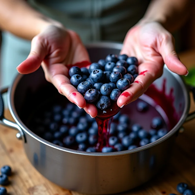 Passo a passo da geleia de mirtilo.