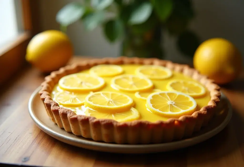 Pavê de limão cremoso em mesa rústica