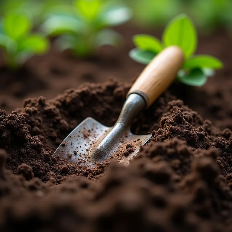 Pazinha de madeira envelhecida na terra