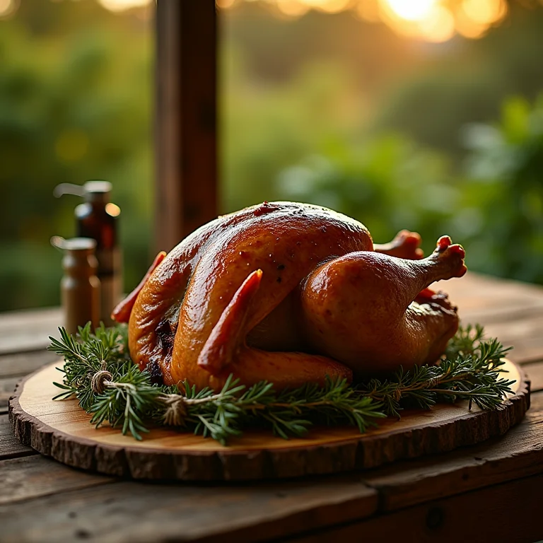 Peru assado com ervas frescas