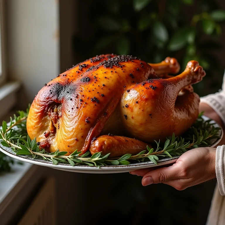 Peru assado perfeito, com pele dourada e temperos frescos