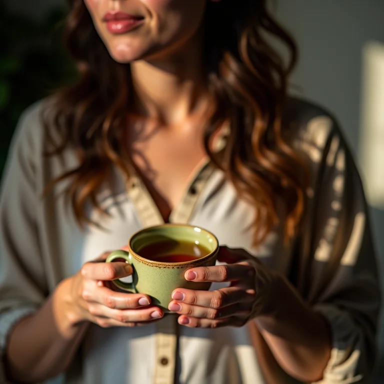 Pessoa com tosse tomando chá de figo.