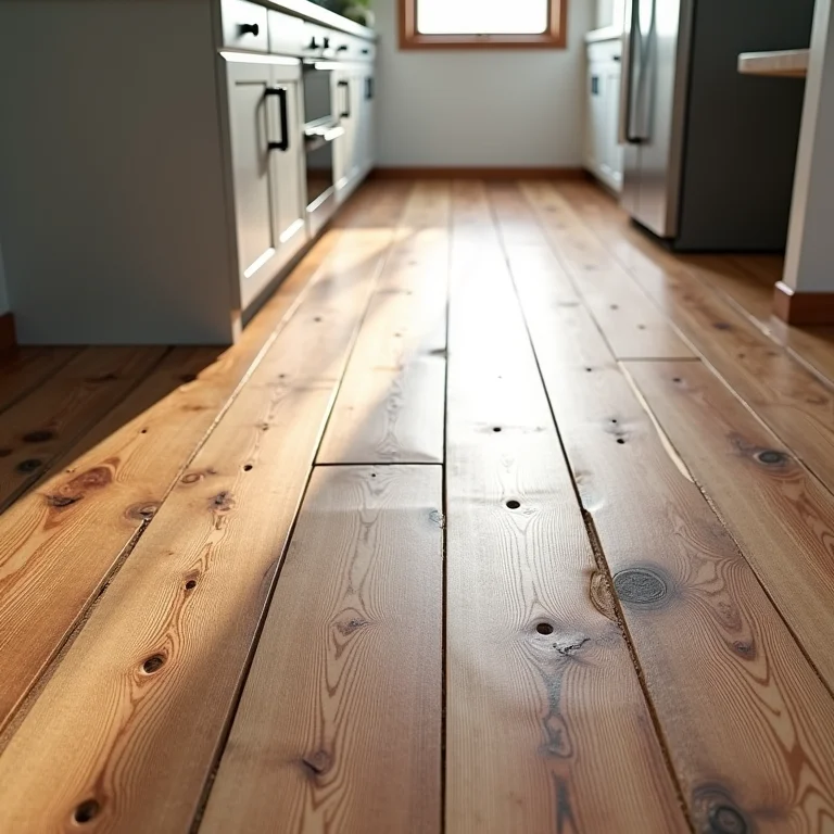 Piso de madeira de demolição na cozinha