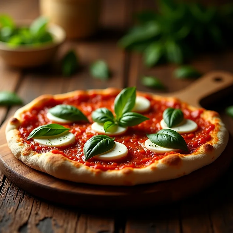 Pizza com molho de tomate assado e mussarela de búfala