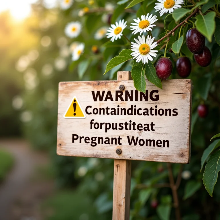 Placa de aviso sobre contraindicações do chá.