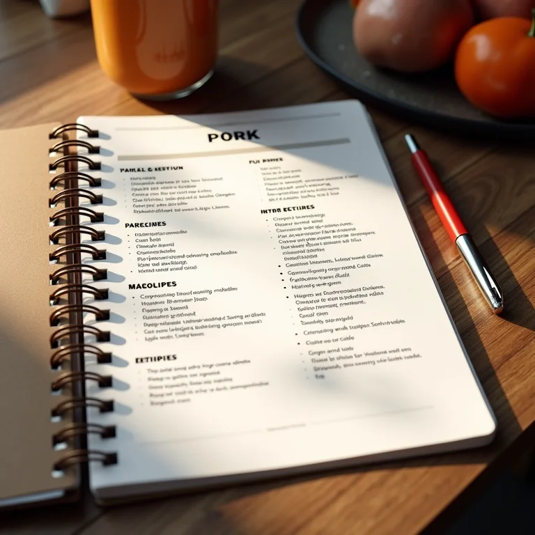 Planilha resumo das receitas com carne de porco