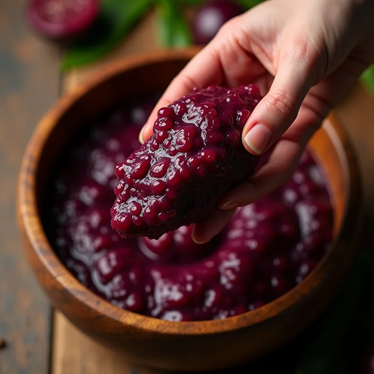 Polpa de açaí de alta qualidade sendo selecionada