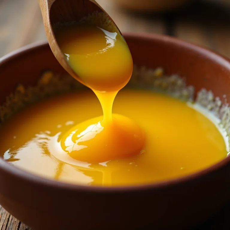 Polpa de maracujá sendo adicionada à mistura do pudim.