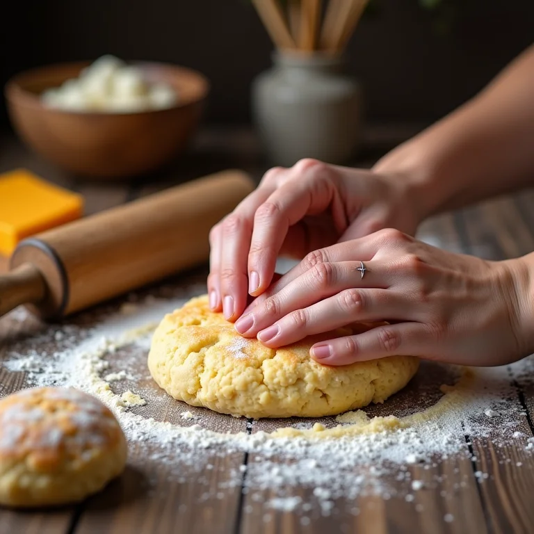 Ponto da massa do biscoito de queijo