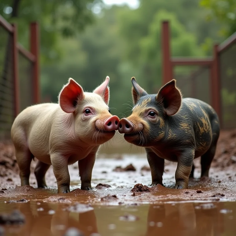 Porcos vietnamitas brincando.