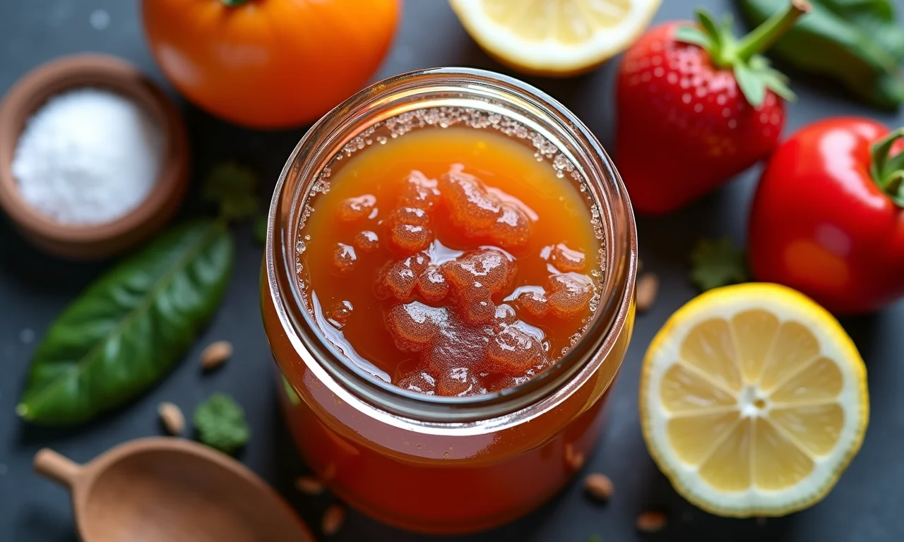 Pote de geleia estragada com mofo devido à falta de esterilização.