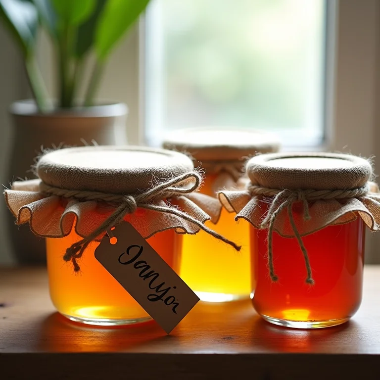 Potes de geleia reutilizados e decorados