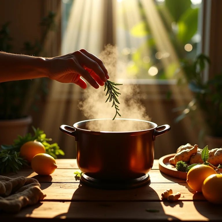 Preparando chá de guaco com ingredientes naturais