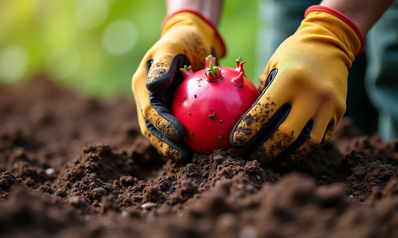 Preparando o solo para o plantio de pitaya vermelha.
