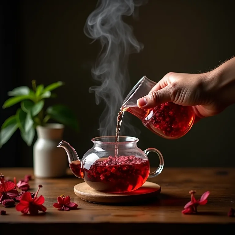 Preparo do chá de hibisco